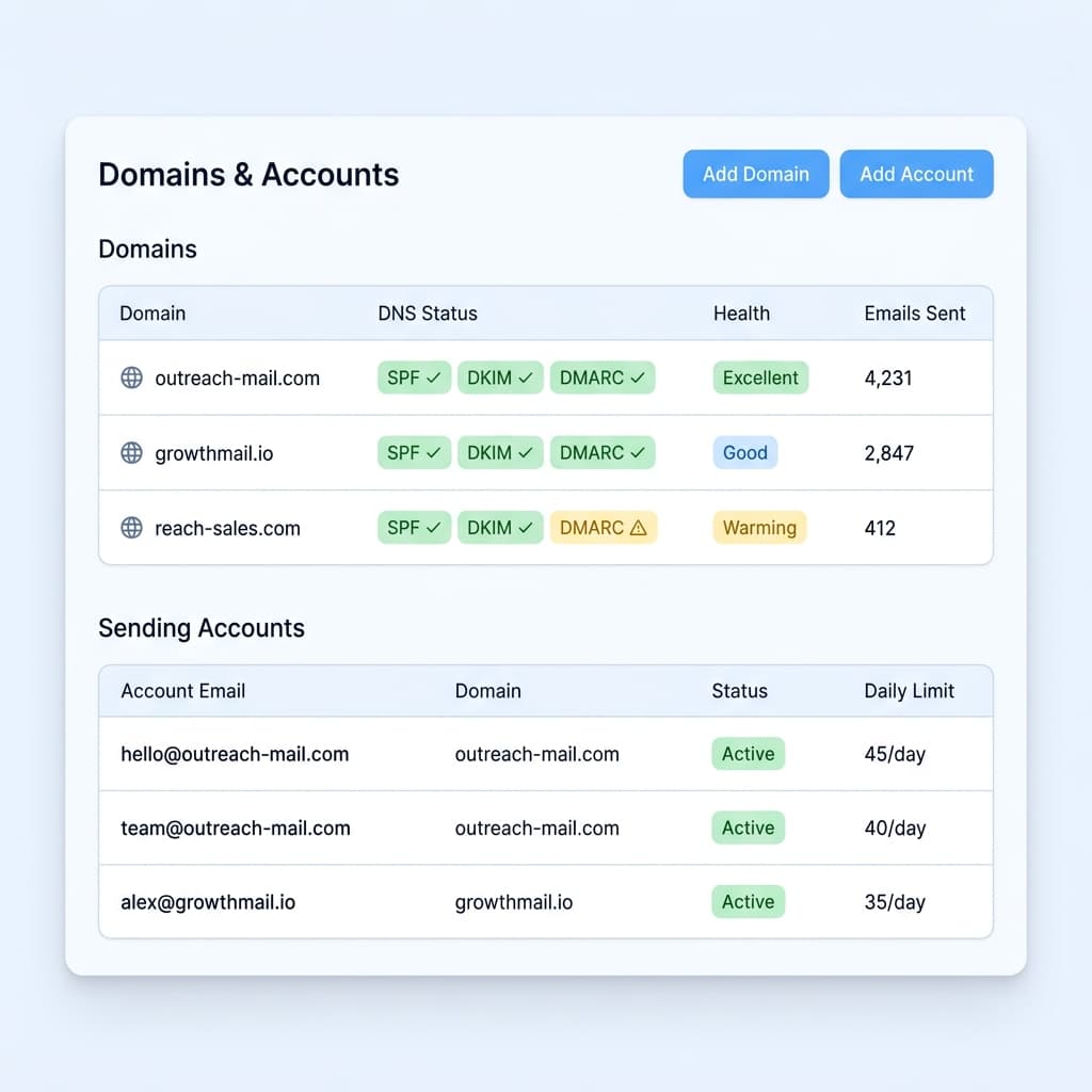 Domain and account control without guesswork